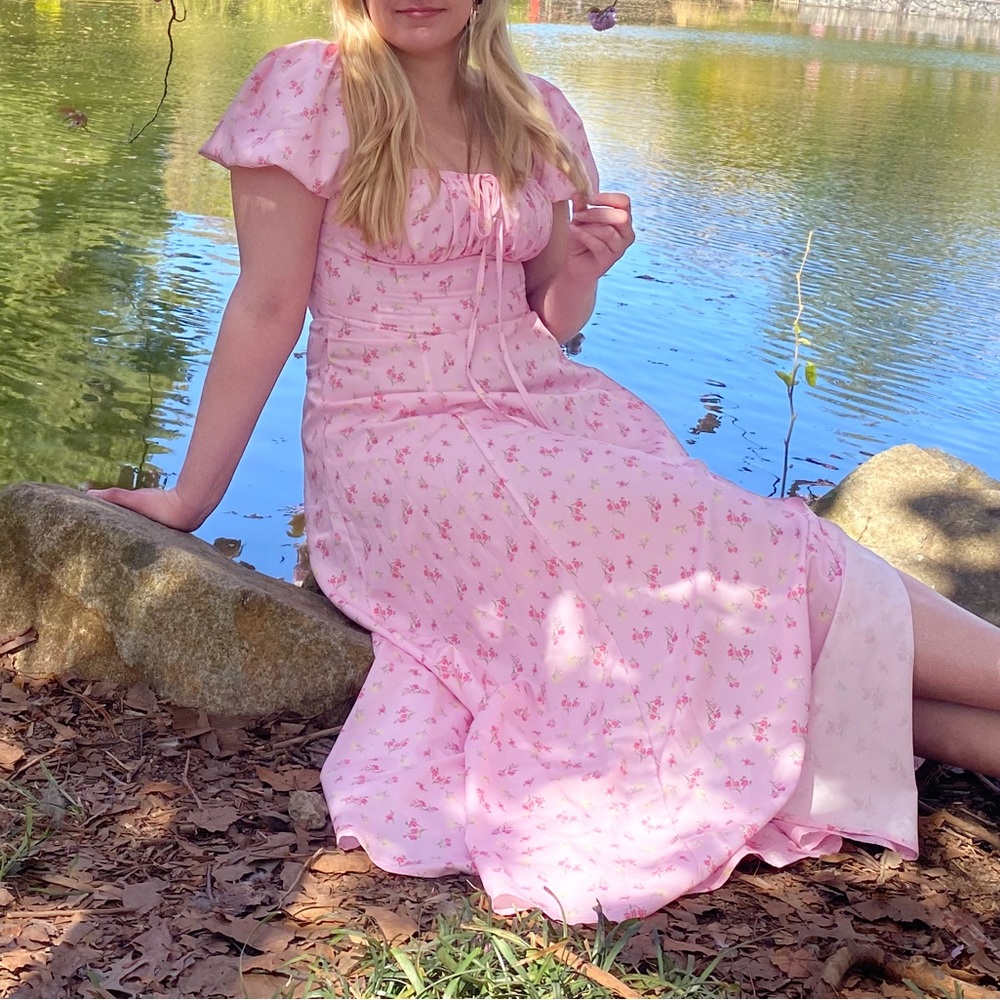 Pink milkmaid dress